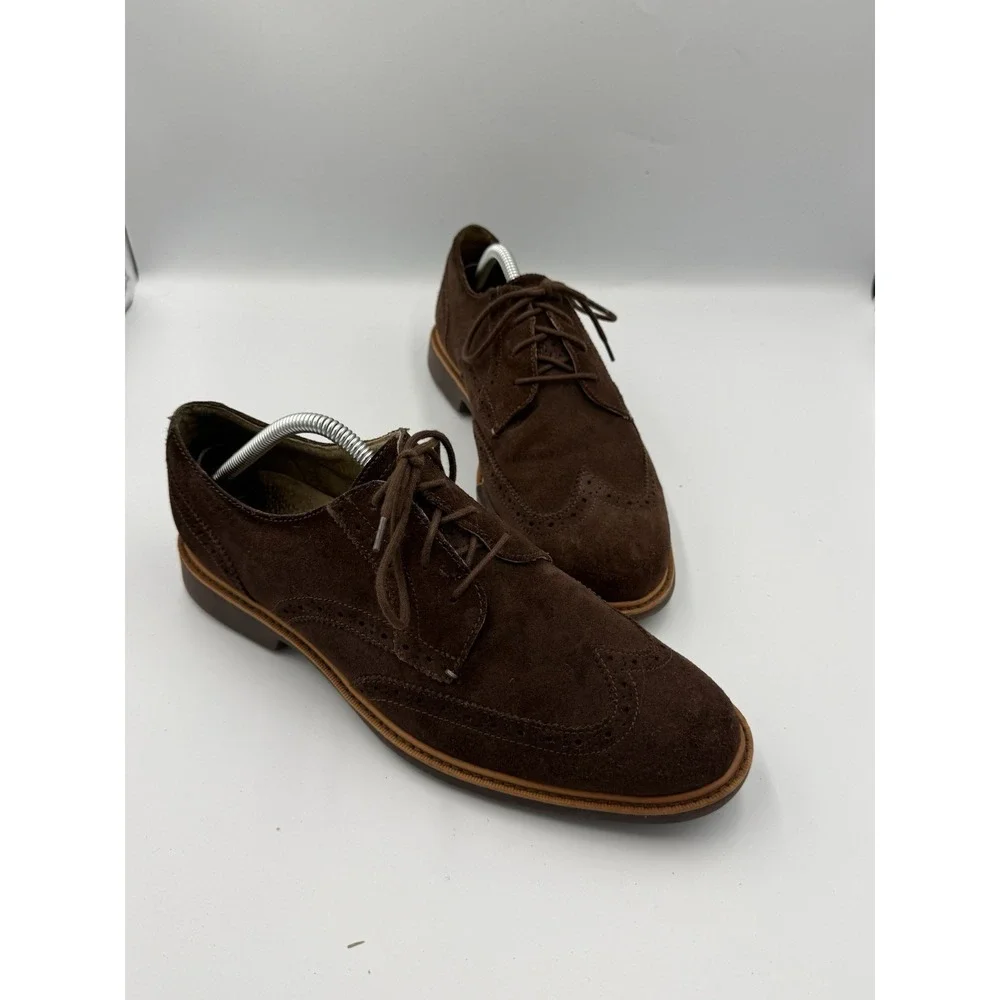 Cole Haan Grand OS Wingtip Brogue Oxford Dress Shoes Mens Size 9.5M Suede Brown